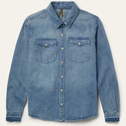 Loose Fit Denim Snap-Front Shirt