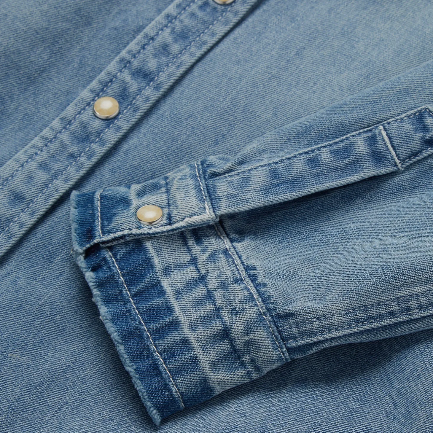 Loose Fit Denim Snap-Front Shirt