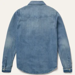 Loose Fit Denim Snap-Front Shirt