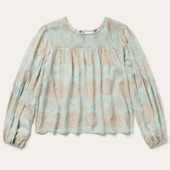 Mandala Print Peasant Blouse