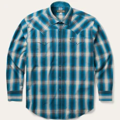 Marine Ombre Plaid Western Shirt