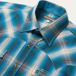 Marine Ombre Plaid Western Shirt
