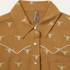 Mojave Longhorn Print Snap Western Shirt