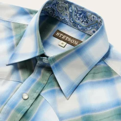 Moss Plaid Short-Sleeve Western Shirt