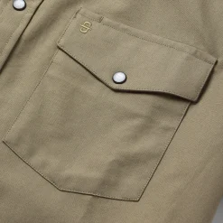 Olive Oxford Short Sleeve Western Shirt