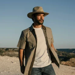Olive Oxford Short Sleeve Western Shirt