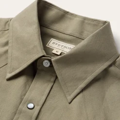 Olive Oxford Short Sleeve Western Shirt