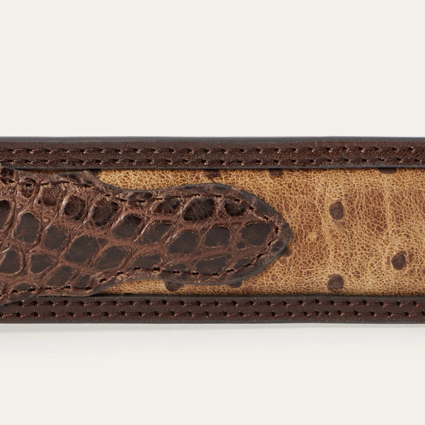 Ostrich Print Croco Embossed Western Tabs Belt
