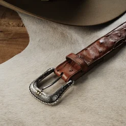 Ostrich Western Tab Belt