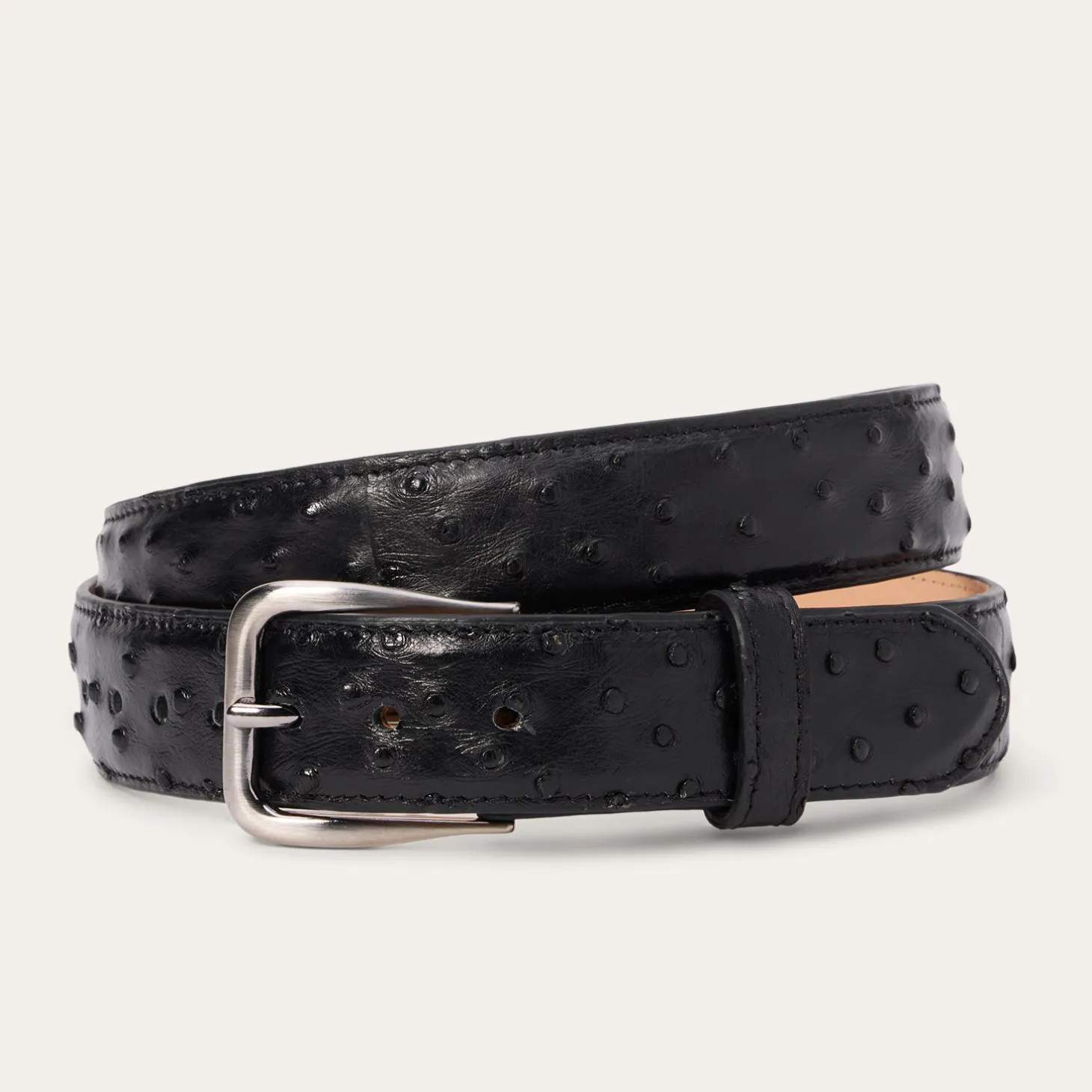 Ostrich Western Tab Belt - 1 1/4" Width