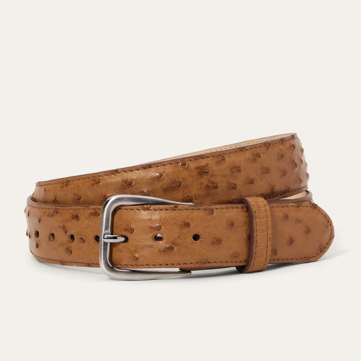 Ostrich Western Tab Belt - 1 1/4" Width