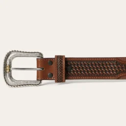 Pebble Leather Basket Weave Tabs Belt