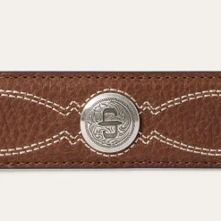 Pebble Leather Basket Weave Tabs Belt