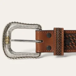 Pebble Leather Basket Weave Tabs Belt