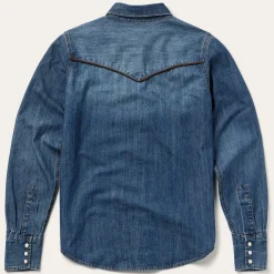 Piped Dark Denim Western Shirt