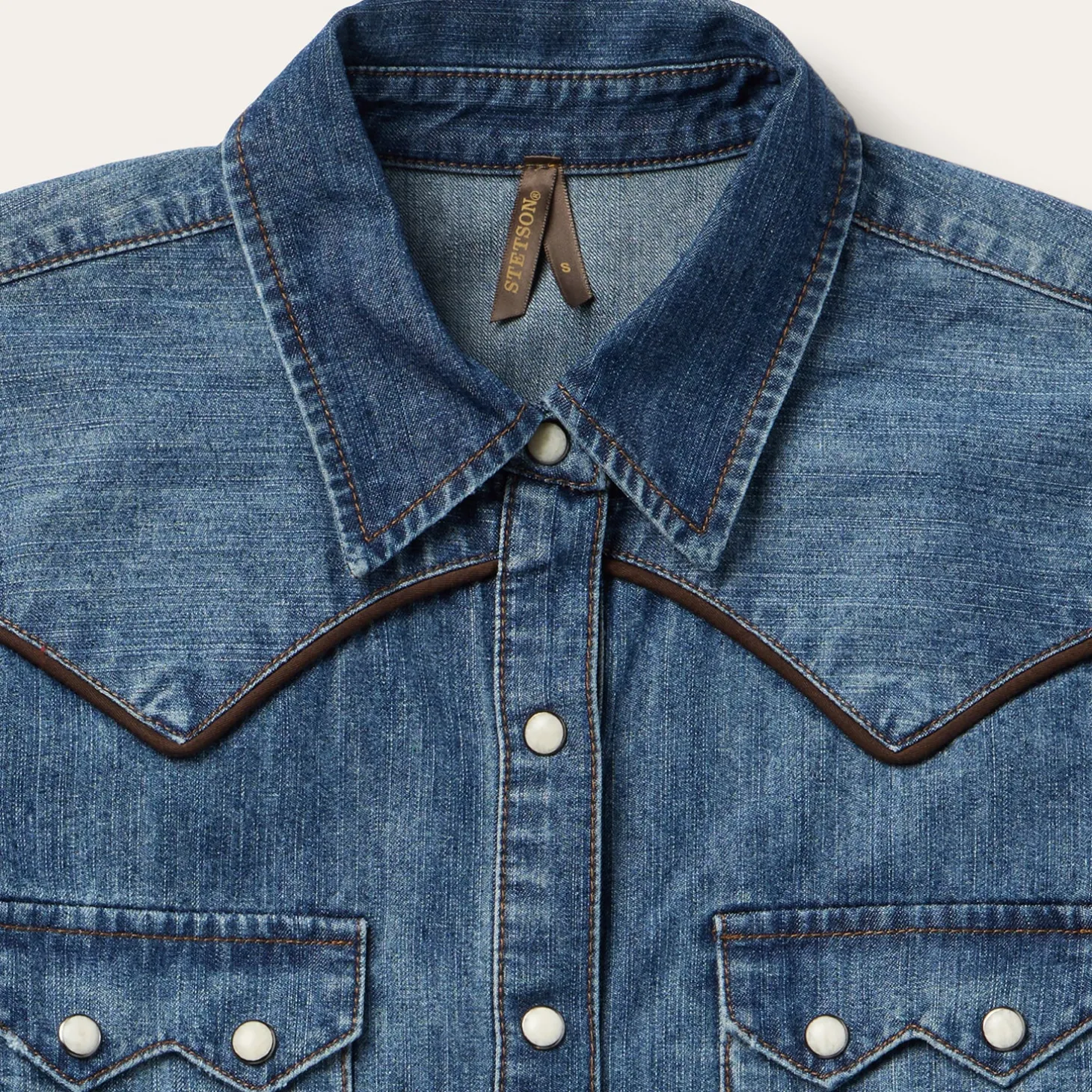 Piped Dark Denim Western Shirt