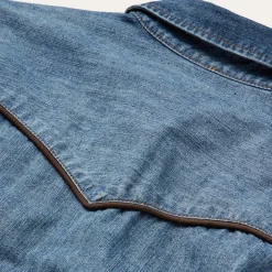 Piped Dark Denim Western Shirt