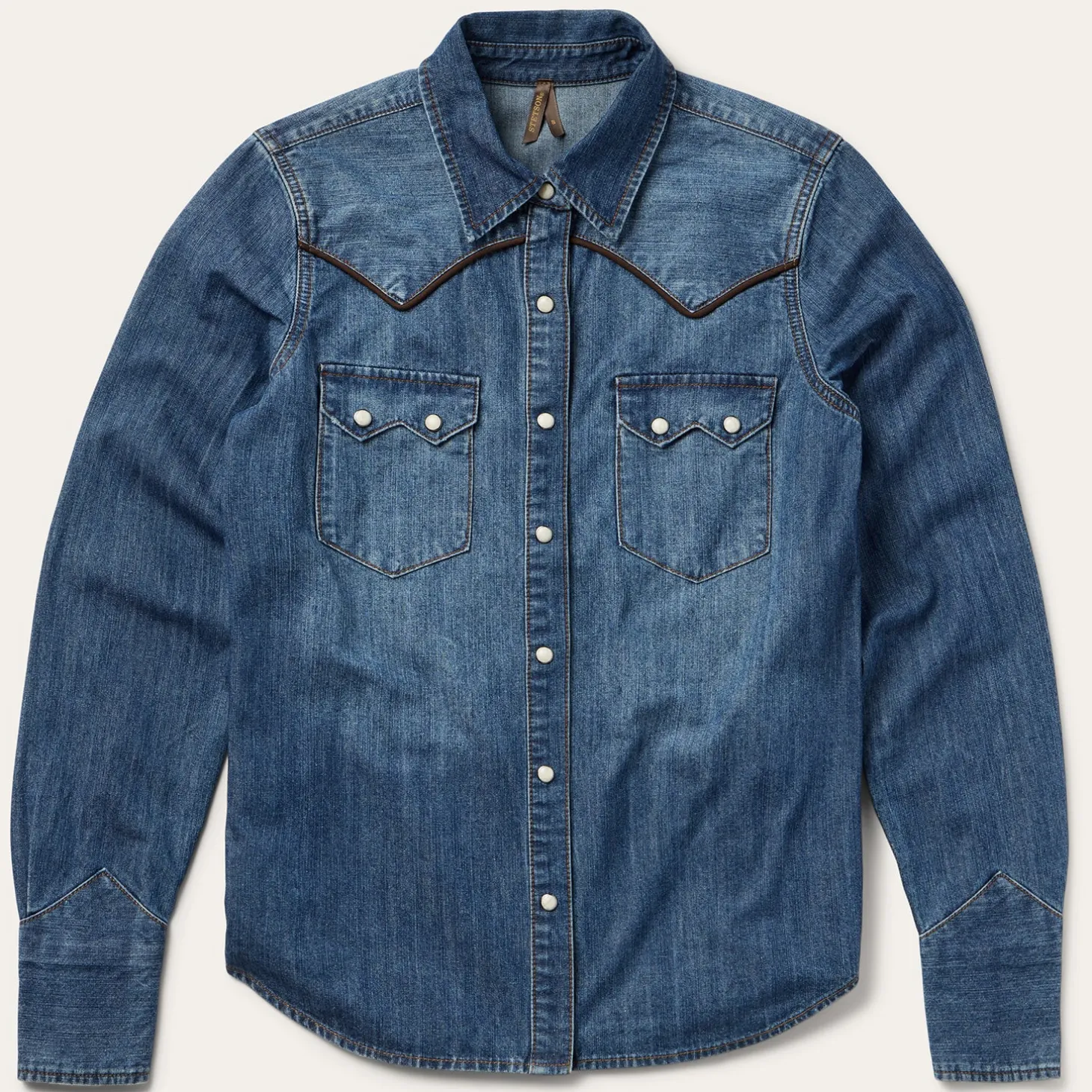 Piped Dark Denim Western Shirt