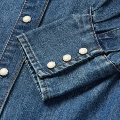 Piped Dark Denim Western Shirt