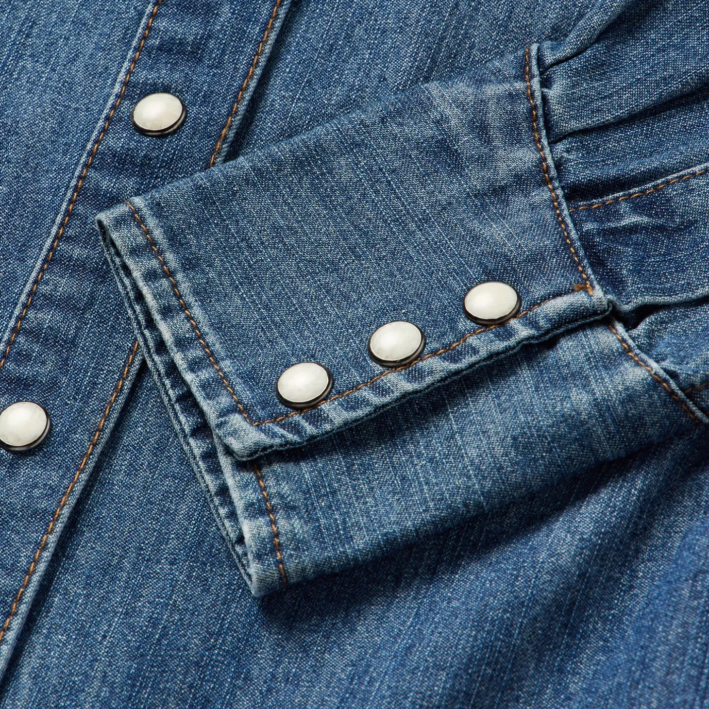 Piped Dark Denim Western Shirt
