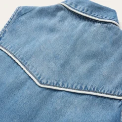 Piped Denim Sleeveless Shirt