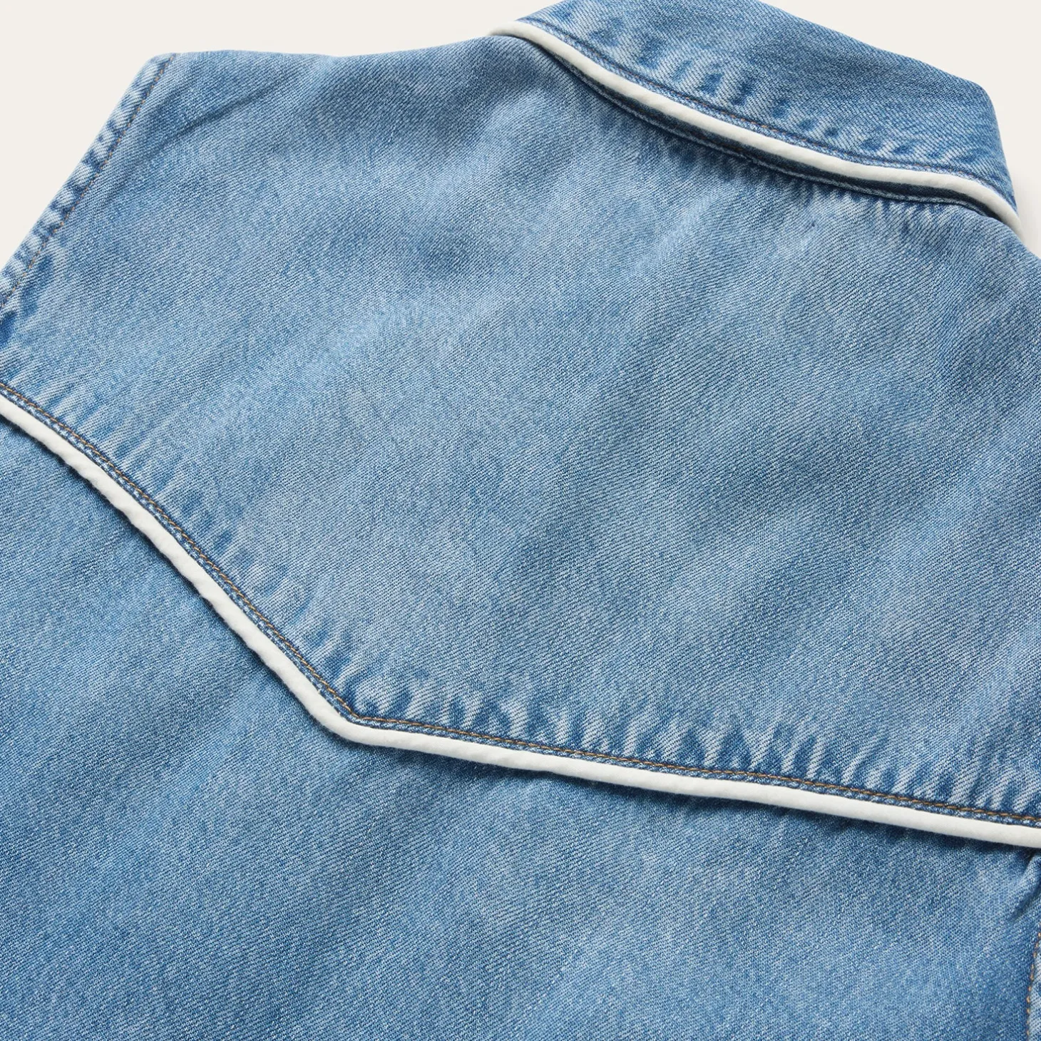Piped Denim Sleeveless Shirt