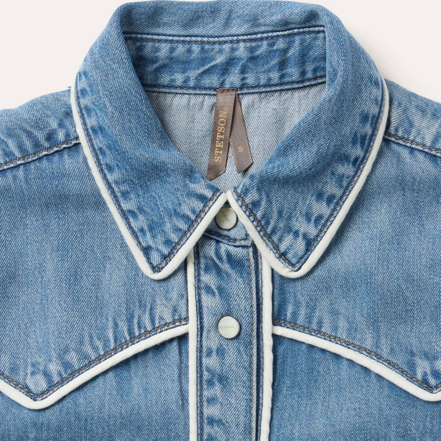 Piped Denim Sleeveless Shirt