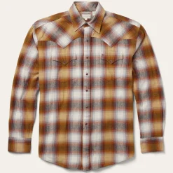 Rust Plaid Flannel Western Shirt
