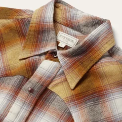 Rust Plaid Flannel Western Shirt