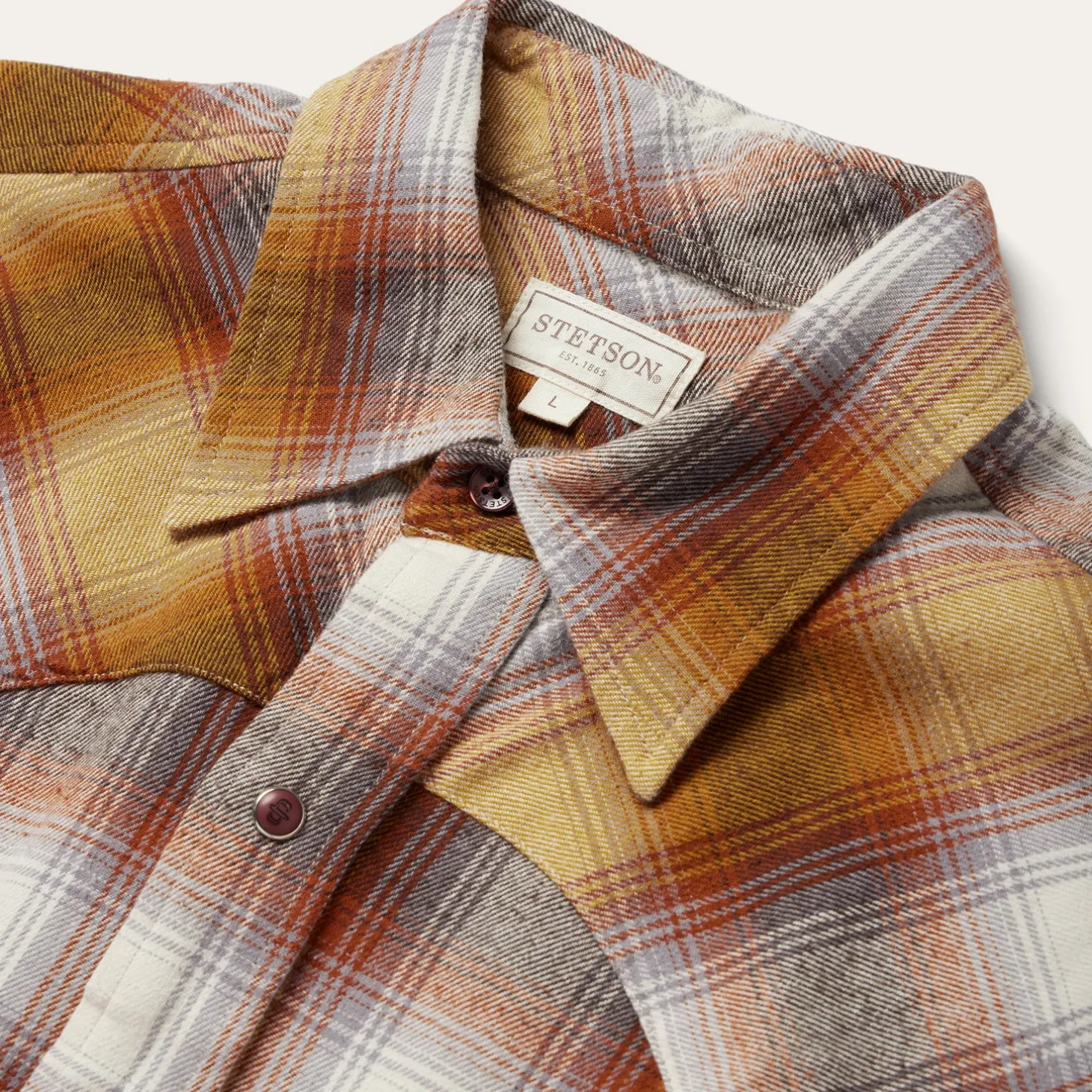 Rust Plaid Flannel Western Shirt