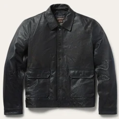 Snap Front Leather Jacket