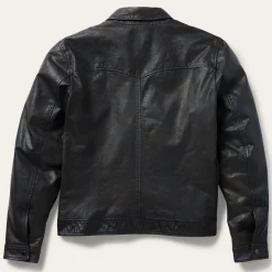 Snap Front Leather Jacket