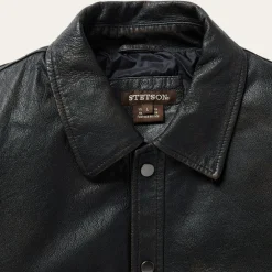 Snap Front Leather Jacket