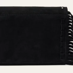 Spiral Suede Fringed Clutch