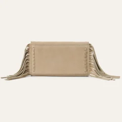 Spiral Suede Fringed Clutch