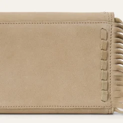 Spiral Suede Fringed Clutch