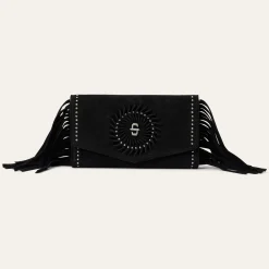 Spiral Suede Fringed Clutch