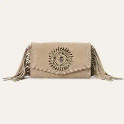 Spiral Suede Fringed Clutch