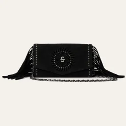 Spiral Suede Fringed Clutch