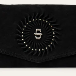 Spiral Suede Fringed Clutch