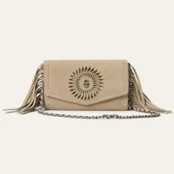 Spiral Suede Fringed Clutch
