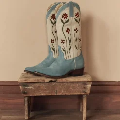 Stetson & THE GREAT. Suede Floral Cowboy Boot