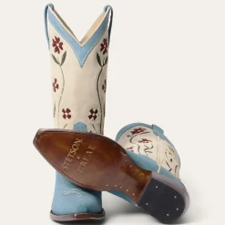 Stetson & THE GREAT. Suede Floral Cowboy Boot