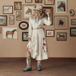 Stetson & THE GREAT. Suede Floral Cowboy Boot
