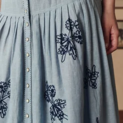 Stetson & THE GREAT. The Chambray Embroidered Highland Skirt