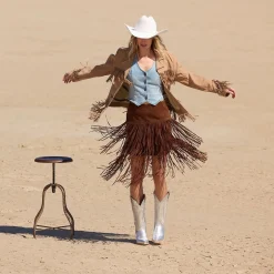 Suede Fringed Skirt