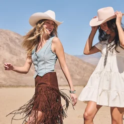 Suede Fringed Skirt