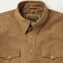 Suede Leather Shirt Jacket