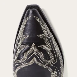 Tina Black & White Flame Embroidered Cowboy Boot