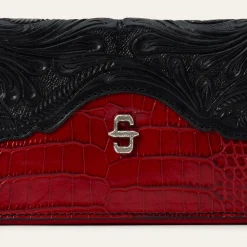 Tooled Croco Embossed Zip Wallet